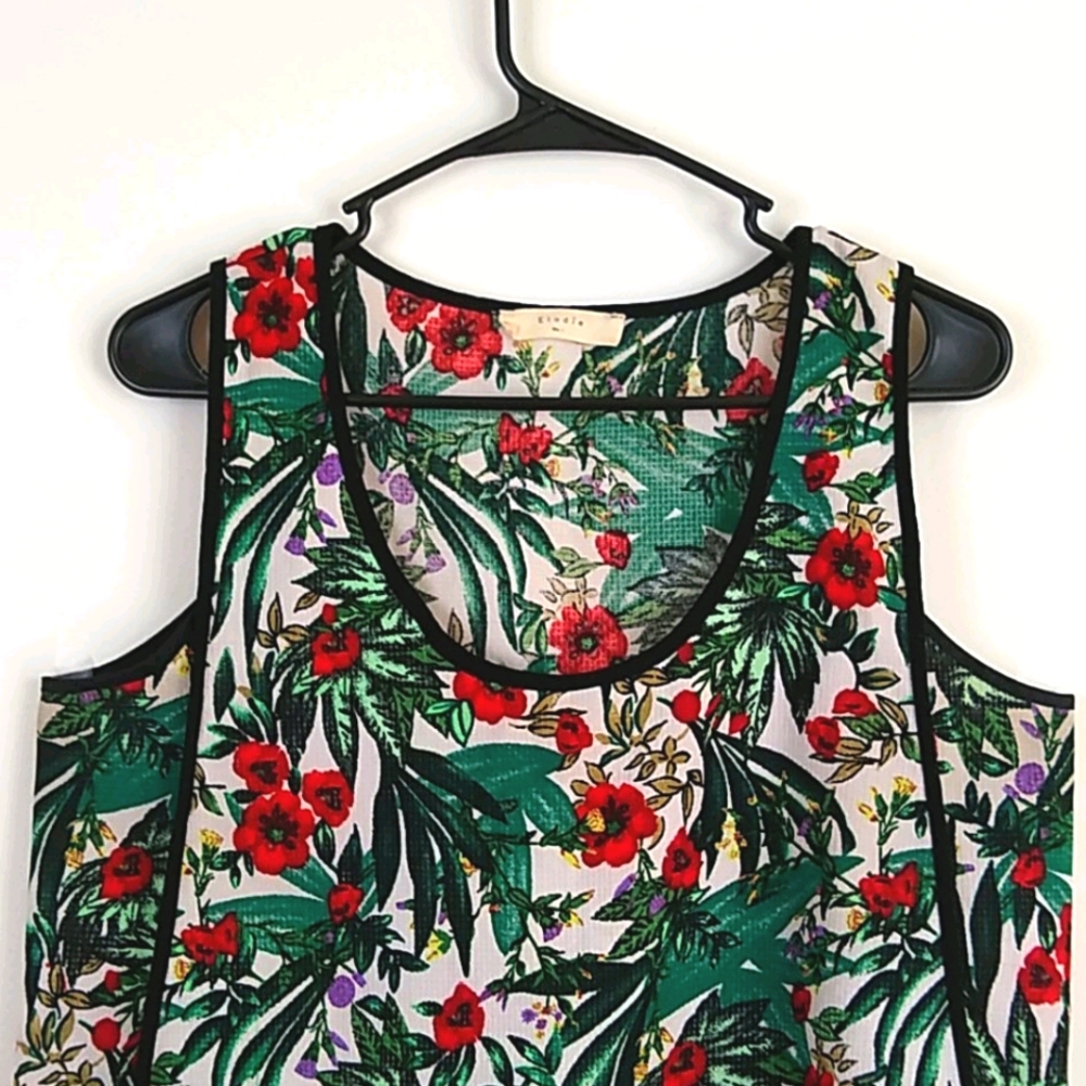 Tropical Floral Tank Top L - Picture 2 of 8